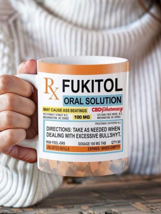 Other - Novelty White Ceramic 'FUKITOL' Prescription Style Mug